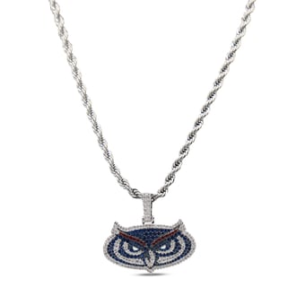 GLD Florida Atlantic Owls 14K White Gold Logo Pendant & 20" Rope Chain
