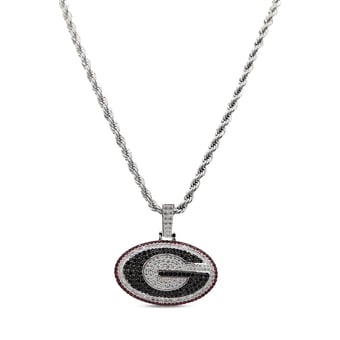 GLD Georgia Bulldogs 14K White Gold Logo Pendant & 20" Rope Chain