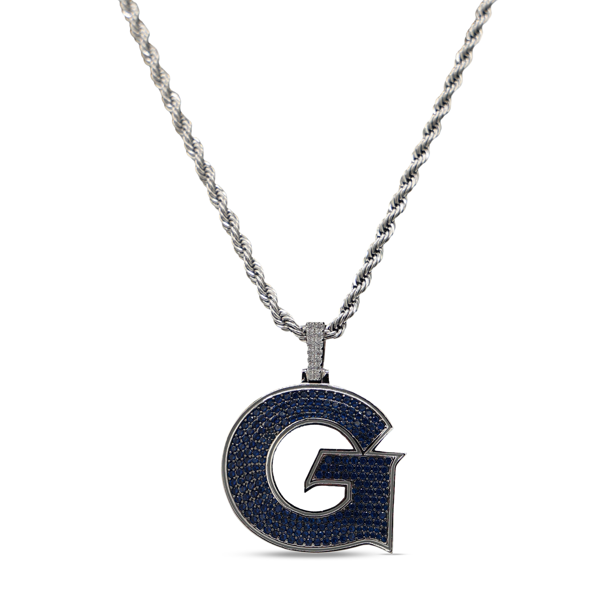 GLD Georgetown Hoyas 14K White Gold Logo Pendant & 20" Rope Chain