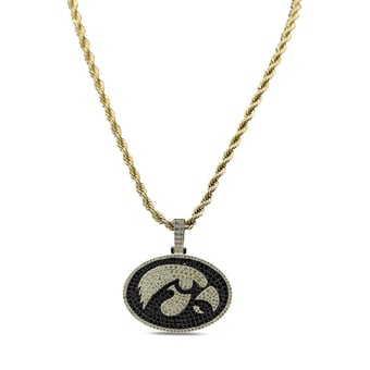 "GLD Iowa Hawkeyes 18K Yellow Gold Logo Pendant & 20"" Rope Chain"