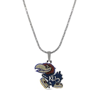 "GLD Kansas Jayhawks 14K White Gold Logo Pendant & 20"" Rope Chain"