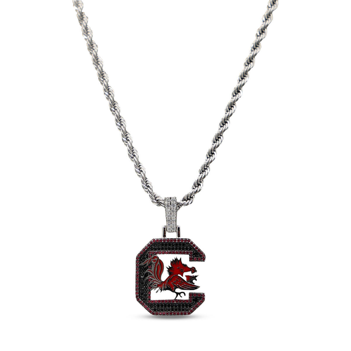 GLD South Carolina Gamecocks 14K White Gold Logo Pendant & 20" Rope Chain