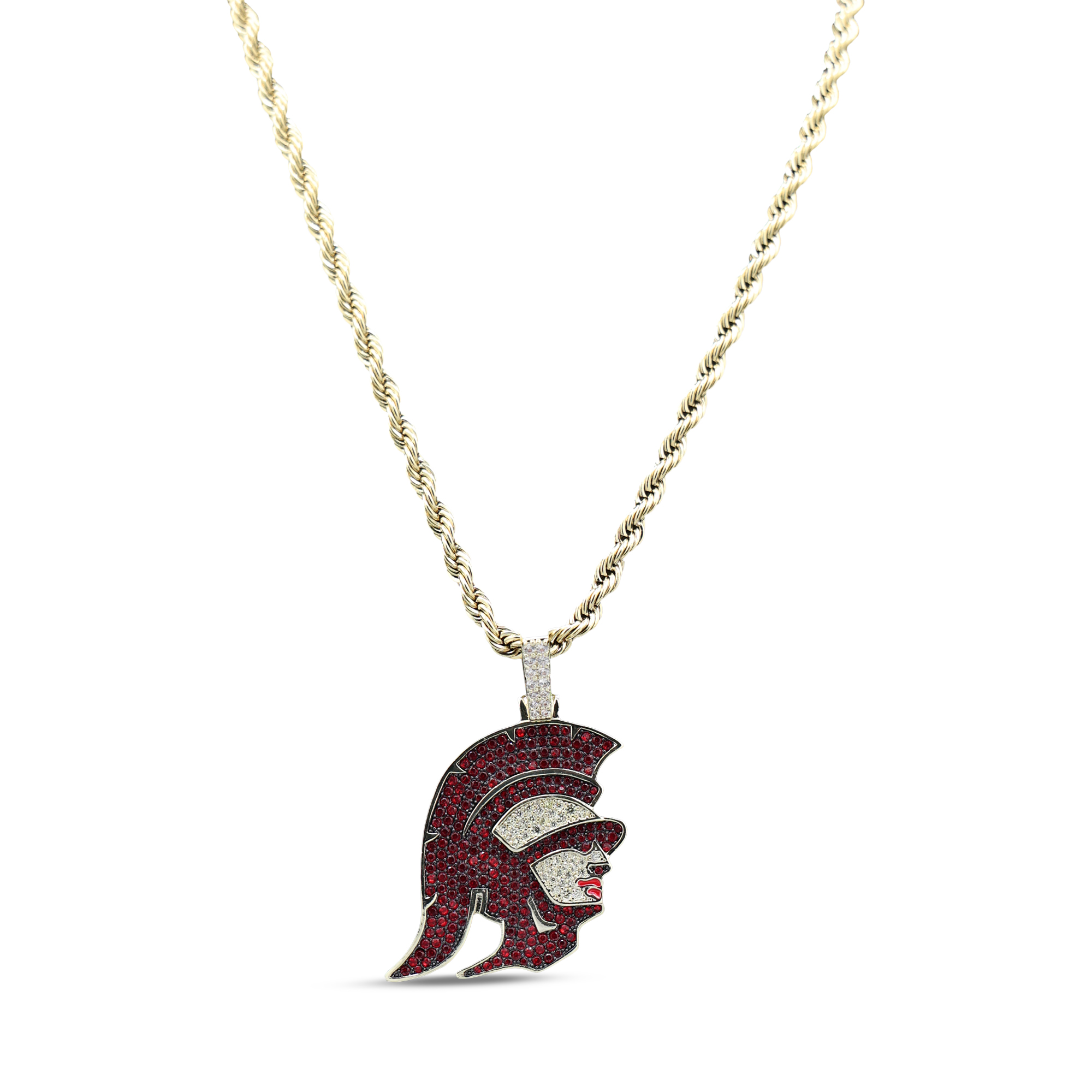 GLD USC Trojans 18K Yellow Gold Logo Pendant & 20" Rope Chain