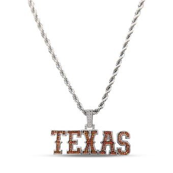 "GLD Texas Longhorns 14K White Gold Logo Pendant & 20"" Rope Chain"