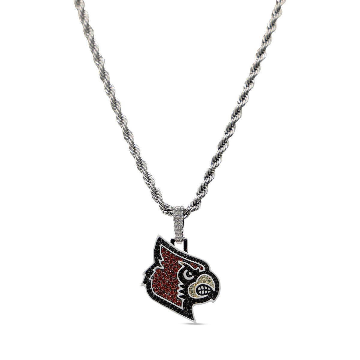 GLD Louisville Cardinals 14K White Gold Logo Pendant & 20" Rope Chain