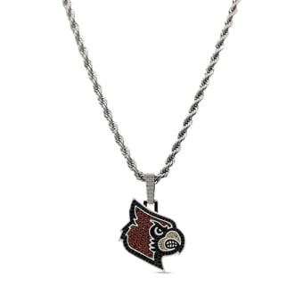 "GLD Louisville Cardinals 14K White Gold Logo Pendant & 20"" Rope Chain"