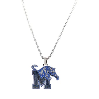 GLD Memphis Tigers 14K White Gold Logo Pendant & 20" Rope Chain