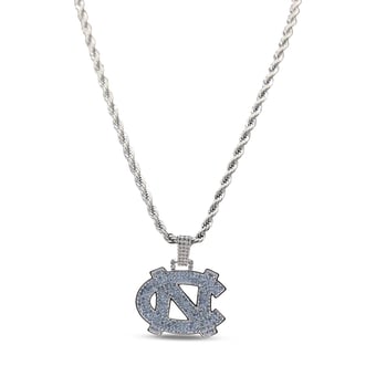 GLD North Carolina Tar Heels 14K White Gold Logo Pendant & 20" Rope Chain