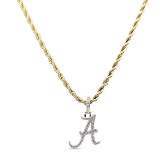 "GLD Alabama Crimson Tide 18K Yellow Gold Logo Pendant & 20"" Rope Chain"