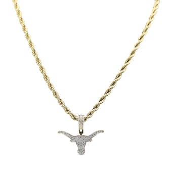 "GLD Texas Longhorns 18K Yellow Gold Logo Pendant & 20"" Rope Chain"