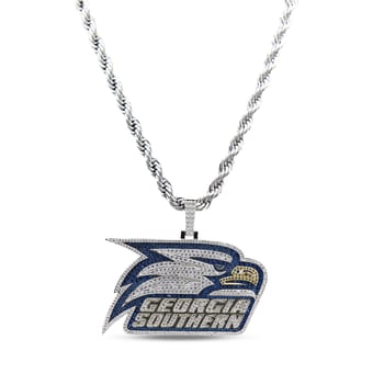 GLD Georgia Southern Eagles 14K White Gold Logo Pendant & 20" Rope Chain