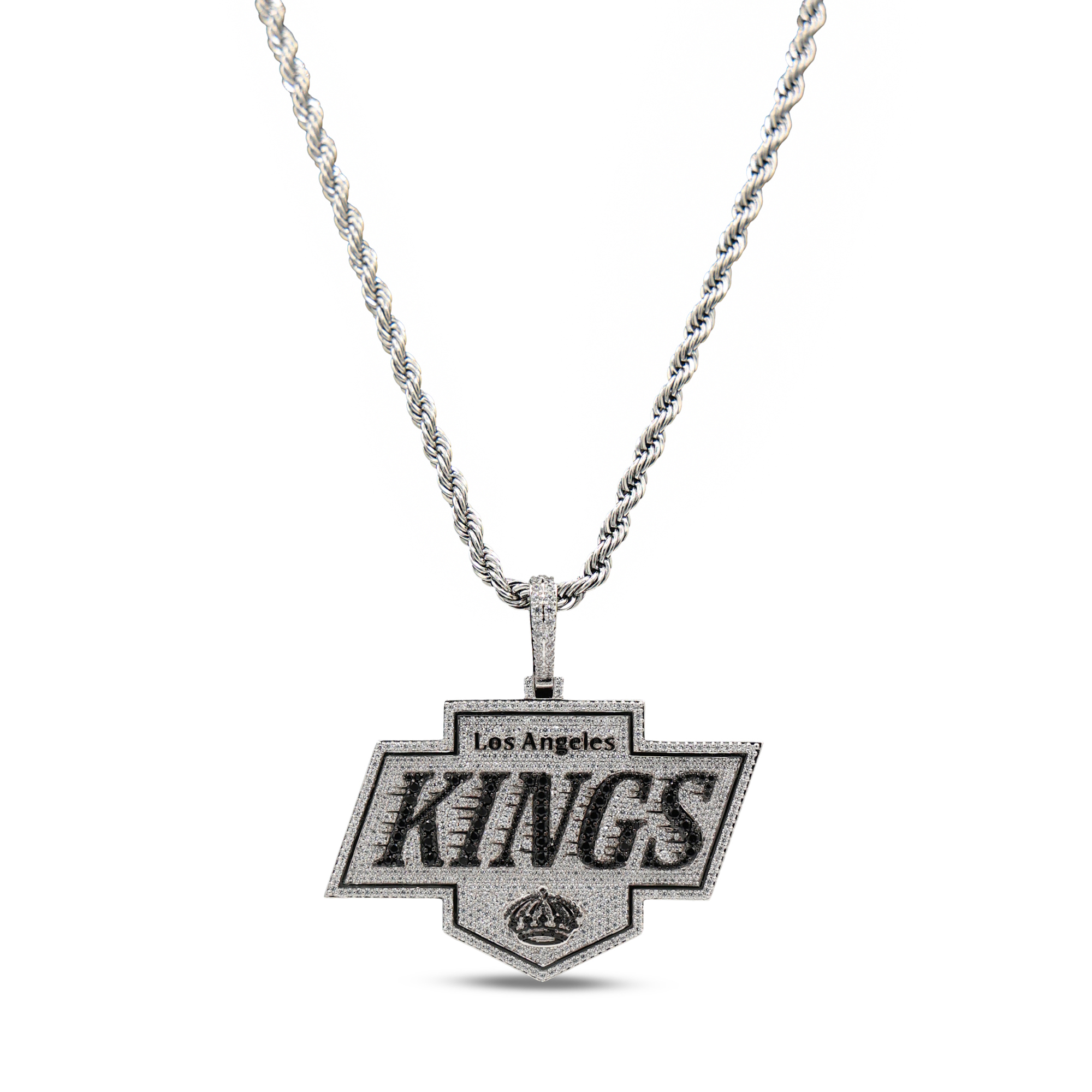 GLD Los Angeles Kings 14K White Gold Logo Pendant & 20" Rope Chain
