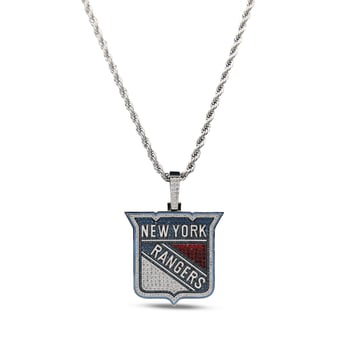 GLD New York Rangers 14K White Gold Logo Pendant & 20" Rope Chain