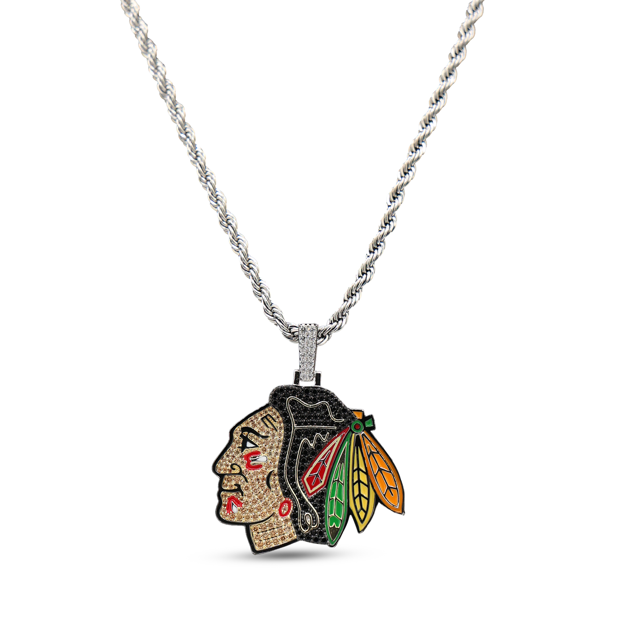 GLD Chicago Blackhawks 18K Yellow Gold Logo Pendant & 20" Rope Chain