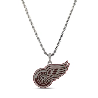 GLD Detroit Red Wings 14K White Gold Logo Pendant & 20" Rope Chain