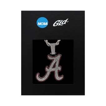 "GLD Alabama Crimson Tide 14K White Gold Logo Pendant & 20"" Rope Chain"