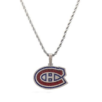 "GLD Montreal Canadiens 14K White Gold Logo Pendant & 20"" Rope Chain"