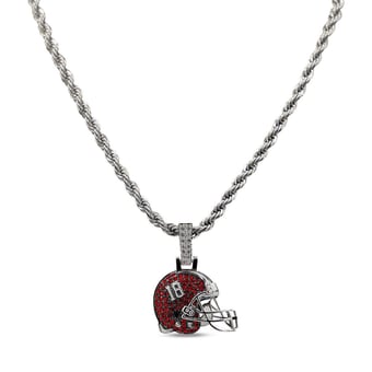 "GLD Alabama Crimson Tide 14K White Gold Helmet Logo Pendant & 20"" Rope Chain"