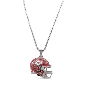 "GLD Kansas City Chiefs 14K White Gold Helmet Logo Pendant & 20"" Rope Chain"