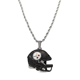 GLD Pittsburgh Steelers 14K White Gold Helmet Logo Pendant & 20" Rope Chain