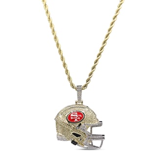 GLD San Francisco 49ers 18K Yellow Gold Helmet Logo Pendant & 20" Rope Chain