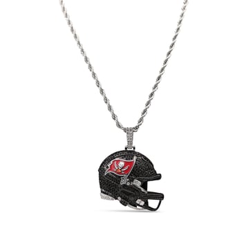 GLD Tampa Bay Buccaneers 14K White Gold Helmet Logo Pendant & 20" Rope Chain