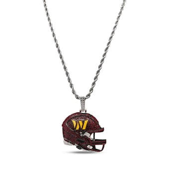 GLD Washington Commanders 14K White Gold Helmet Logo Pendant & 20" Rope Chain