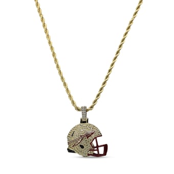 "GLD Florida State Seminoles 18K Yellow Gold Helmet Logo Pendant & 20"" Rope Chain"