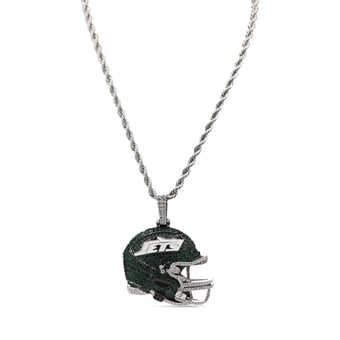 GLD New York Jets 14K White Gold Helmet Logo Pendant & 20" Rope Chain