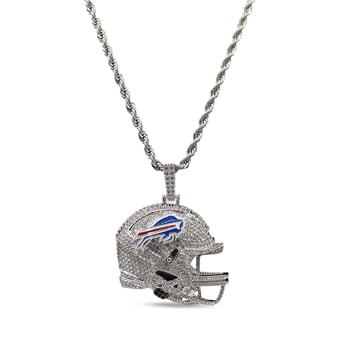 GLD Buffalo Bills 14K White Gold Helmet Logo Pendant & 20" Rope Chain