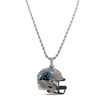 GLD Carolina Panthers 14K White Gold Helmet Logo Pendant & 20" Rope Chain