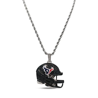 GLD Houston Texans 14K White Gold Helmet Logo Pendant & 20" Rope Chain