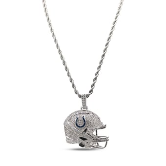 GLD Indianapolis Colts 14K White Gold Helmet Logo Pendant & 20" Rope Chain