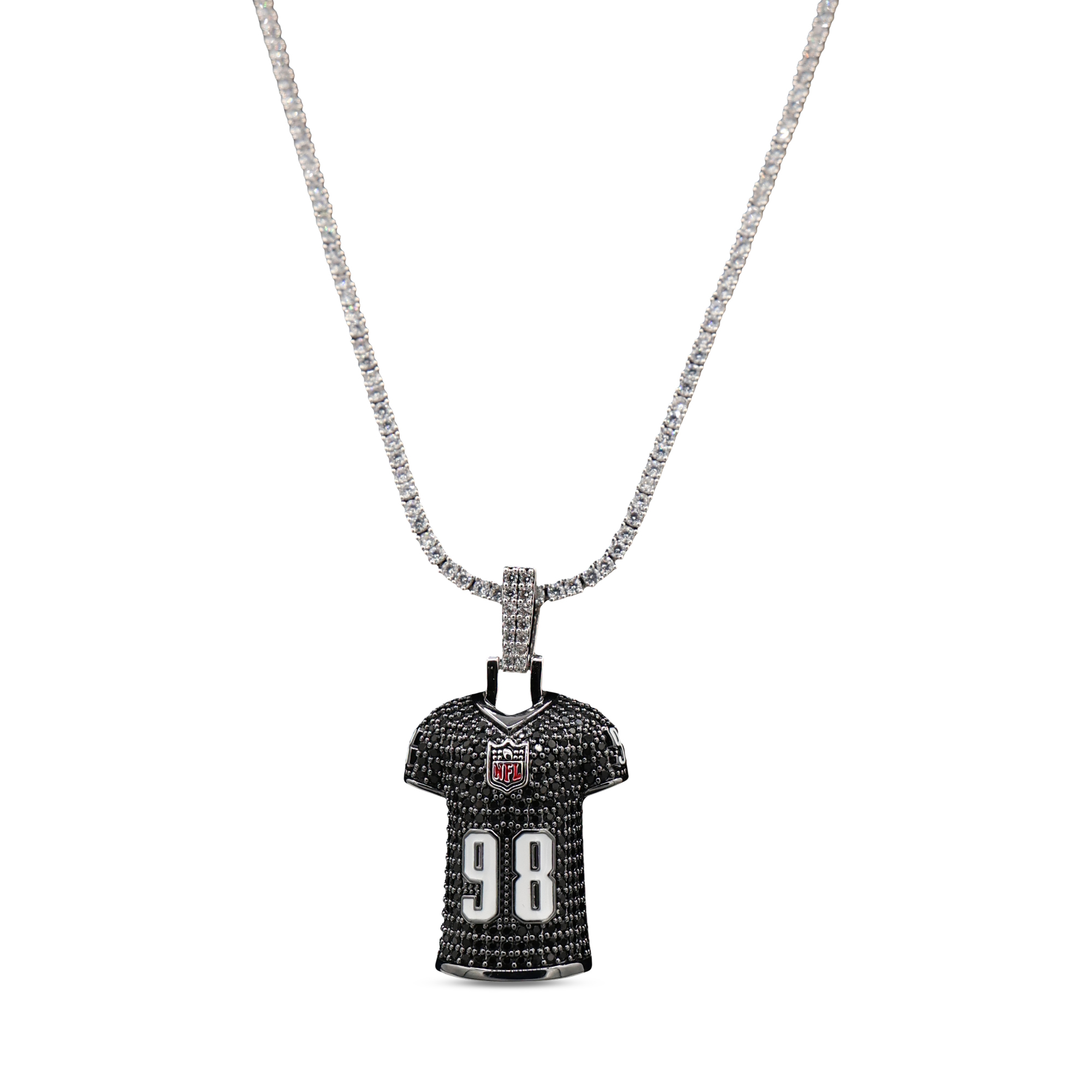 GLD Maxx Crosby Las Vegas Raiders 14K White Gold Jersey Logo Pendant & 20" Tennis Chain