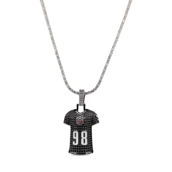 "GLD Maxx Crosby Las Vegas Raiders 14K White Gold Jersey Logo Pendant & 20"" Tennis Chain"