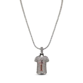 GLD Ja'Marr Chase Cincinnati Bengals 14K White Gold Jersey Logo Pendant & 20" Tennis Chain