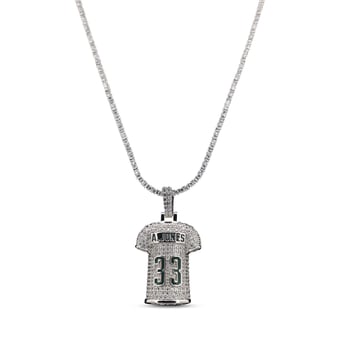 GLD Aaron Jones Green Bay Packers 14K White Gold Jersey Logo Pendant & 20" Tennis Chain