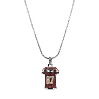 GLD Travis Kelce Kansas City Chiefs 14K White Gold Jersey Logo Pendant & 20" Tennis Chain