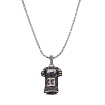 GLD Aaron Jones Minnesota Vikings 14K White Gold Jersey Logo Pendant & 20" Tennis Chain
