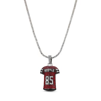 GLD George Kittle San Francisco 49ers 14K White Gold Jersey Logo Pendant & 20" Tennis Chain