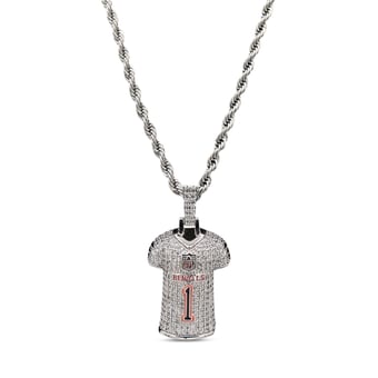 GLD Ja'Marr Chase Cincinnati Bengals 14K White Gold Jersey Logo Pendant & 20" Rope Chain