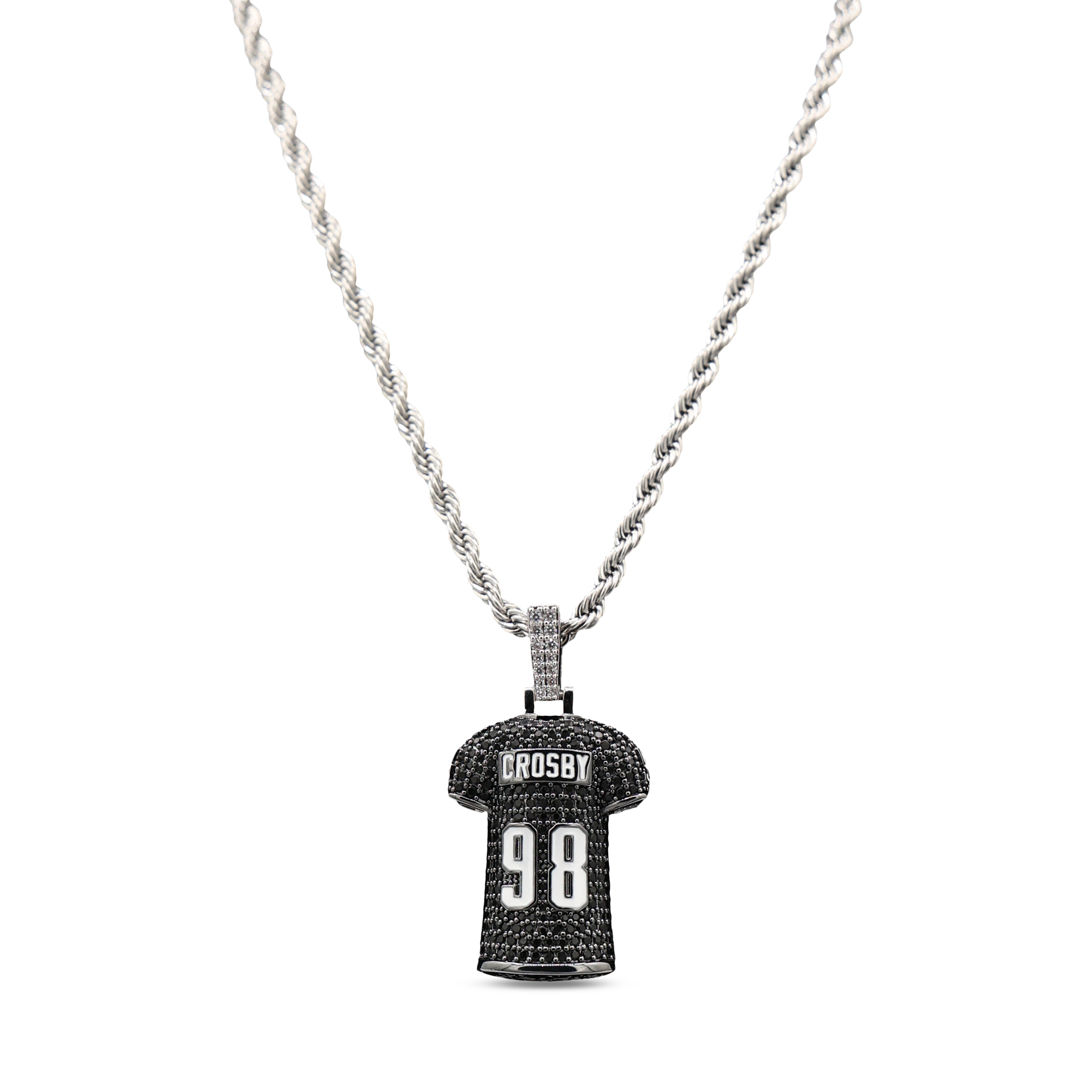 GLD Maxx Crosby Las Vegas Raiders 14K White Gold Jersey Logo Pendant & 20" Rope Chain
