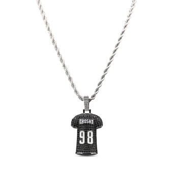 "GLD Maxx Crosby Las Vegas Raiders 14K White Gold Jersey Logo Pendant & 20"" Rope Chain"