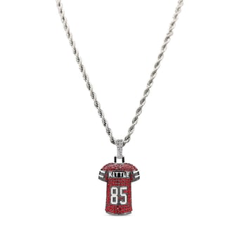GLD George Kittle San Francisco 49ers 14K White Gold Jersey Logo Pendant & 20" Rope Chain