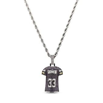 GLD Aaron Jones Minnesota Vikings 14K White Gold Jersey Logo Pendant & 20" Rope Chain