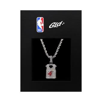 GLD Miami Heat 14K White Gold Jersey Logo Pendant & 20" Rope Chain