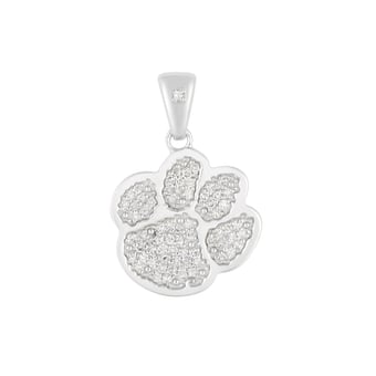 "FanDrip Clemson Tigers Diamond Paw Pendant Necklace with 18"" Chain"