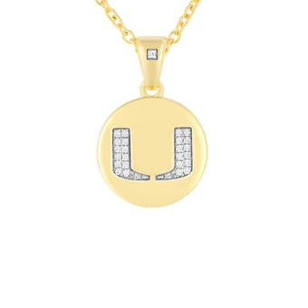 "FanDrip Miami Hurricanes Diamond Pendant Necklace with 18"" Chain"