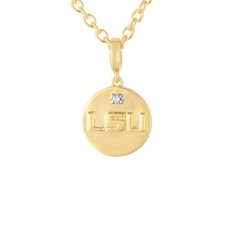 "FanDrip LSU Tigers Diamond Pendant Necklace with 18"" Chain"
