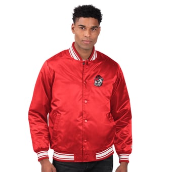 Men's Starter Red Georgia Bulldogs Core Satin Varsity Full-Snap Jacket